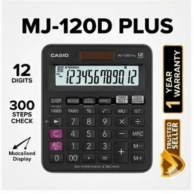 Picture of MJ-120D Plus Desktop Calculator (ORGINAL) (1 YEAR WARRENTY)- 300 Steps Check & Recheck with Tax Function Best Professional Calculator- black