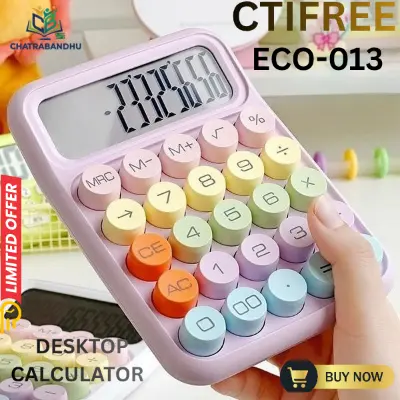 Picture of Ctifree ECO-013 Large Display Basic Calculator for School and Office, 12-Digit Dual Power Battery/Lithium with Memory Function