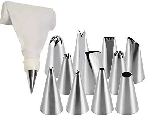 Picture of Cake Decorating Turntable Combo - 28cm Stand, 12 Nozzles, 10 Piping Bags & 3 Scrappers  : 4-in-1 Cake Decorating Kit with Turntable  Ultimate Baking Combo - Turntable, Nozzles & Tools Set