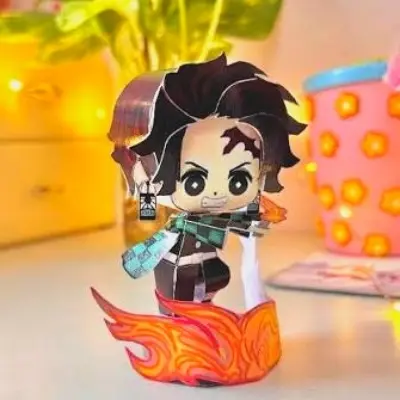 Picture of Tanjiro Kamado Tanjiro Kamado Papercraft Template - Demon Slayer DIY 3D Paper Model Kit  Tanjiro Papercraft Figure Template DIY Demon Slayer Craft - 3D Tanjiro Chibi Figure Paper Toy