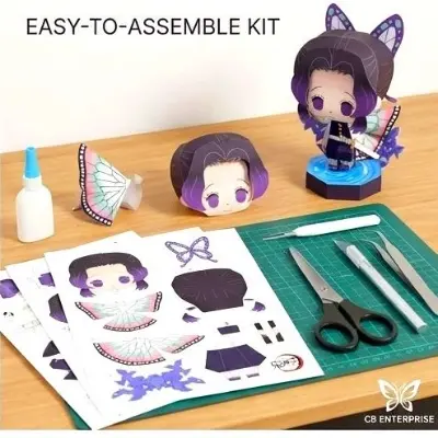 Picture of Shinobu Kocho Papercraft Template - Demon Slayer DIY 3D Paper Model Figure  Shinobu Kocho Chibi Paper Doll Kit   DIY Insect Hashira Shinobu - Demon Slayer Papercraft Toy
