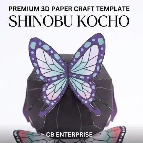 Picture of Shinobu Kocho Papercraft Template - Demon Slayer DIY 3D Paper Model Figure  Shinobu Kocho Chibi Paper Doll Kit   DIY Insect Hashira Shinobu - Demon Slayer Papercraft Toy