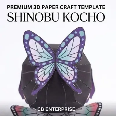 Picture of Shinobu Kocho Papercraft Template - Demon Slayer DIY 3D Paper Model Figure  Shinobu Kocho Chibi Paper Doll Kit   DIY Insect Hashira Shinobu - Demon Slayer Papercraft Toy