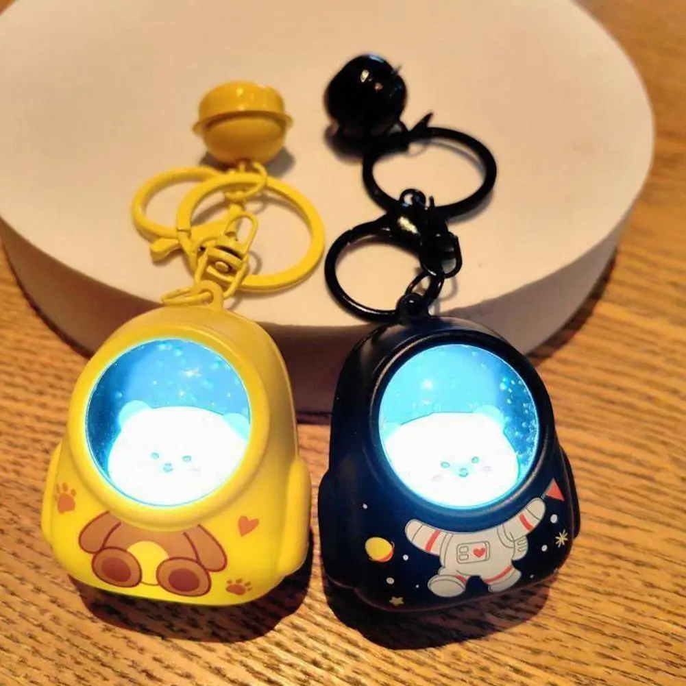 Picture of Cute Light-up Astronaut Keychain - LED Animal Night Light Bag Charm for Kids & Students Mini Astronaut Light Keychain  Creative Space Capsule Keyring - Light Up Bear & Cat Bag Pendant