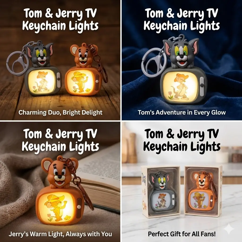 Picture of om and Jerry 3D Light-up Keychain - Cute Cartoon LED Keyring for Kids & Fans   Tom & Jerry LED Keychain  3D Cartoon Bag Charm - Tom and Jerry Light Key Holder