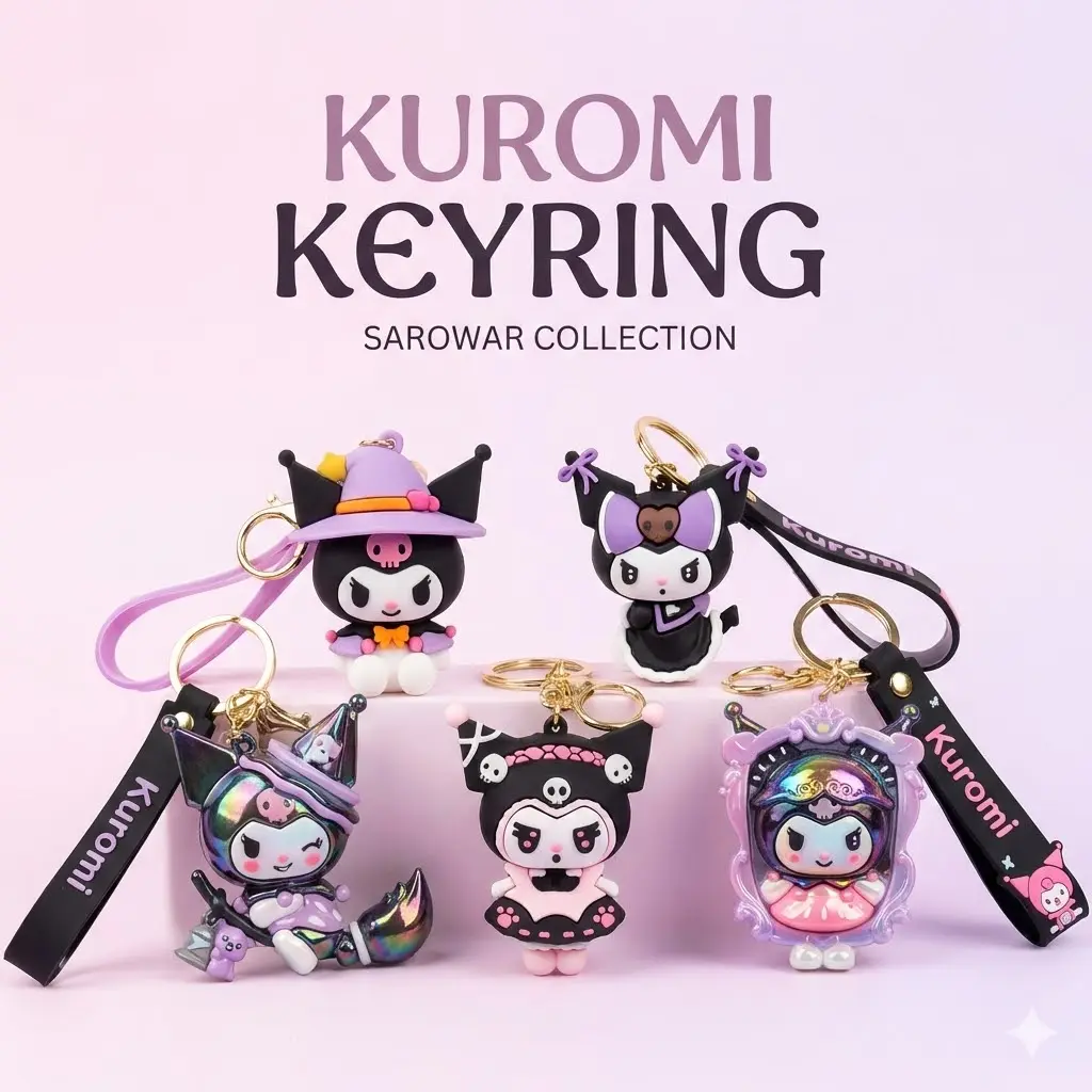 Picture of Kuromi Keyrings  - Cute Sanrio PVC Bag Charm & Keychain   Kuromi 3D Keychain (Sanrio Character) Trendy Kuromi Bag Pendant - Cute Key Holder for Girls