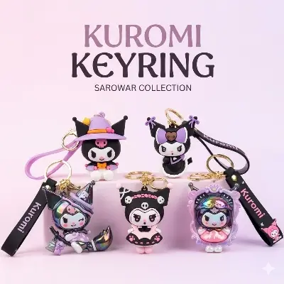 Picture of Kuromi Keyrings  - Cute Sanrio PVC Bag Charm & Keychain   Kuromi 3D Keychain (Sanrio Character) Trendy Kuromi Bag Pendant - Cute Key Holder for Girls