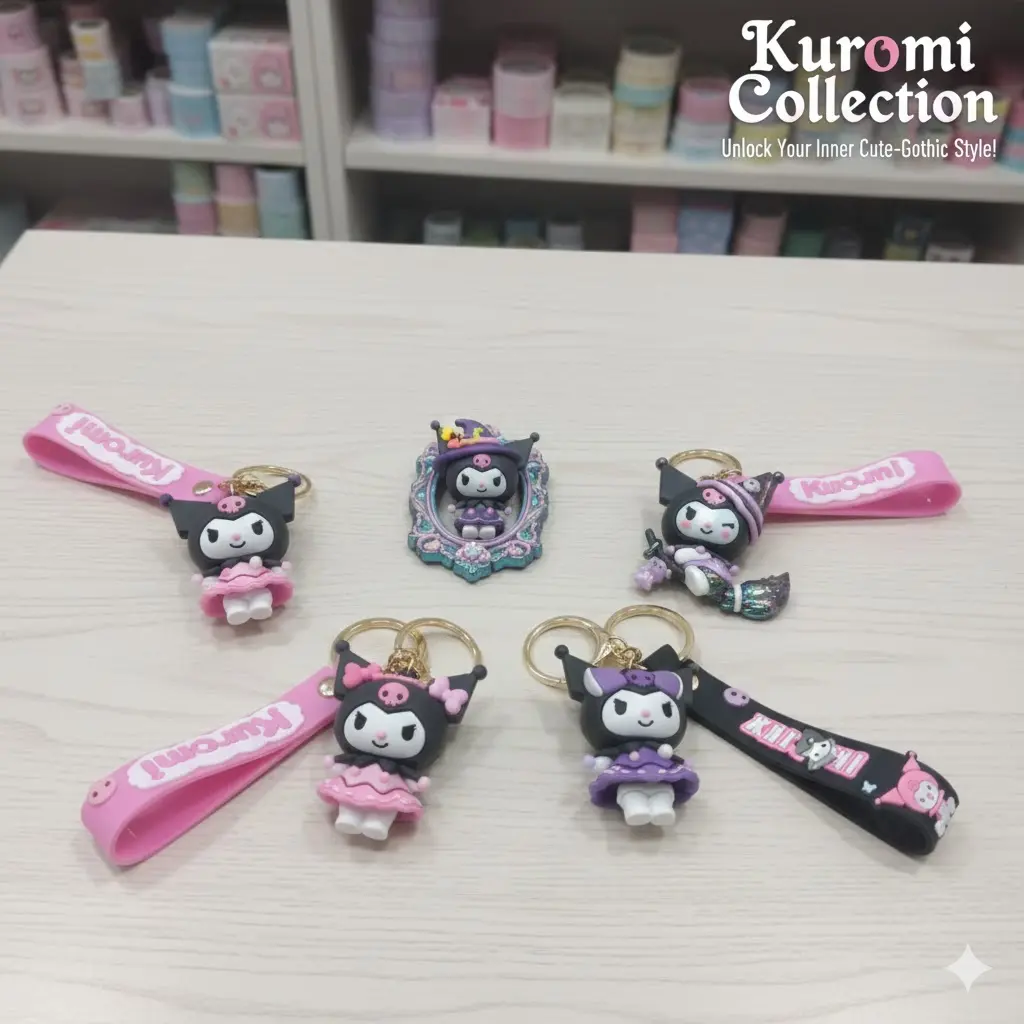 Picture of Kuromi Keyrings  - Cute Sanrio PVC Bag Charm & Keychain   Kuromi 3D Keychain (Sanrio Character) Trendy Kuromi Bag Pendant - Cute Key Holder for Girls