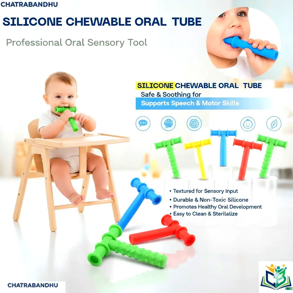 Picture of ORGINAL T Shape Silicone Chewable Oral Motor Chewy Tube Sensory for- Autism Sensory toy  ,ADHD Therapy,  New Born Oral Placement Therapy,Speech Therapy,Gum Muscle Tongue Trainer for Autistic Children Speech Rehabilitation Line Harmonica Vocalization