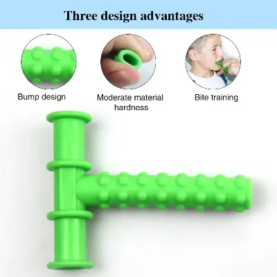Picture of ORGINAL T Shape Silicone Chewable Oral Motor Chewy Tube Sensory for- Autism Sensory toy  ,ADHD Therapy,  New Born Oral Placement Therapy,Speech Therapy,Gum Muscle Tongue Trainer for Autistic Children Speech Rehabilitation Line Harmonica Vocalization