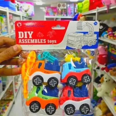 Picture of City Guardian DIY Assemble Engineering Vehicle Set 4 Pcs Toy  Kids Take Apart Construction Trucks Excavator Bulldozer Mixer  Friction Powered DIY Assembled Car Educational STEM Toy for Boys