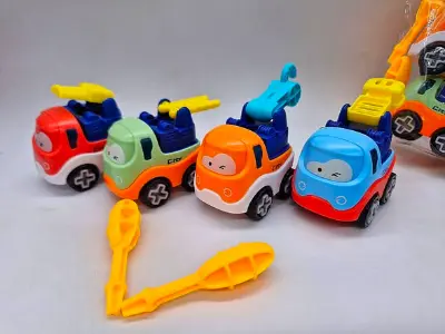 Picture of City Guardian DIY Assemble Engineering Vehicle Set 4 Pcs Toy  Kids Take Apart Construction Trucks Excavator Bulldozer Mixer  Friction Powered DIY Assembled Car Educational STEM Toy for Boys