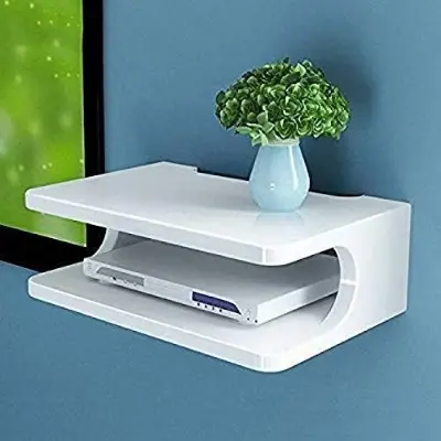 Picture of Dime Store Set top Box Stand | WiFi Router Holder Wooden Wall Shelves | Setup Box Stand for Home | Wall Mount Stylish WiFi Router Holder TV Cabinet Living Room Furniture