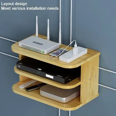 Picture of Wall Mounted Router Storage Box Floating Shelves Storage Tv Set Top Box Shelf, Living Room Wall Router Storage Box Wall Mount Wall Bracket