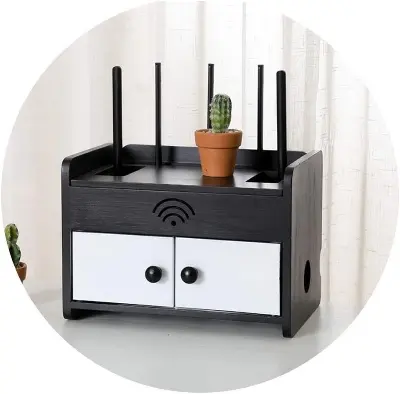 Picture of WiFi Router Storage Box, Wood Multi Layer Router/Cable Storage Box, Desktop Wireless Router Organizer Box, Cable Management Box for Cable