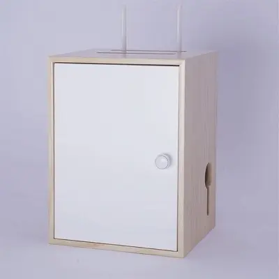 Picture of TV Wall Shelf Floating Shelves Power Cable Socket Box Multimedia Router Wi-Fi Office Organizer Storage Box Display Shelf Multifunction