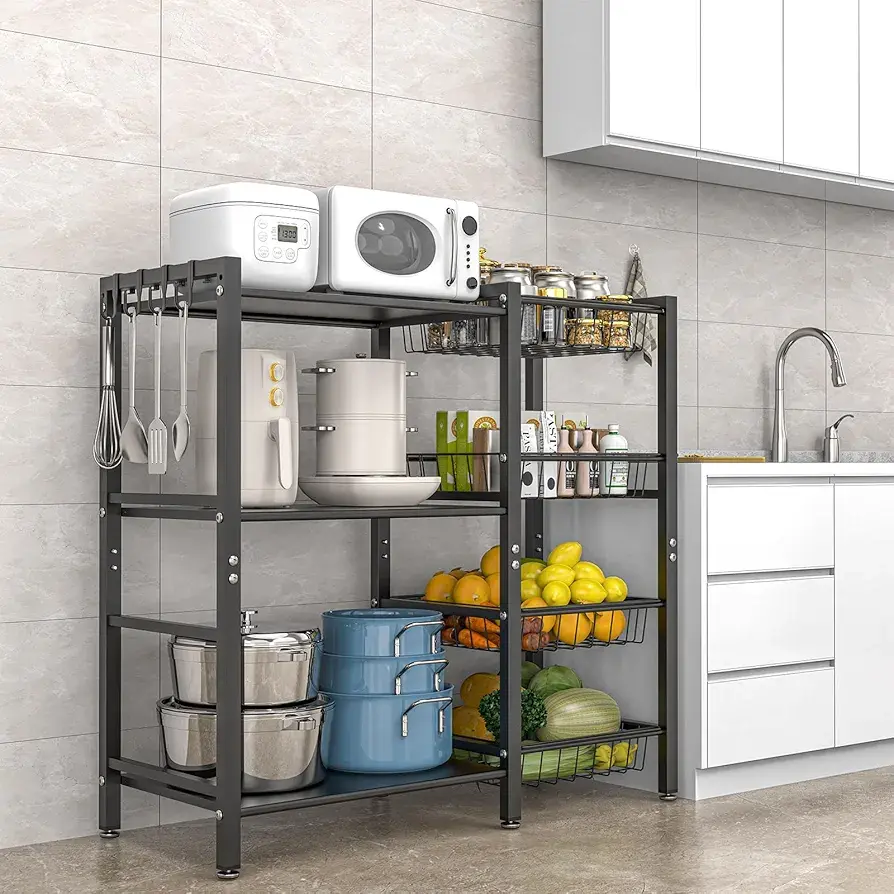 Picture of  Rack Kitchen Baker's Rack - Utility Microwave Oven Stand with Steel Mesh Baskets