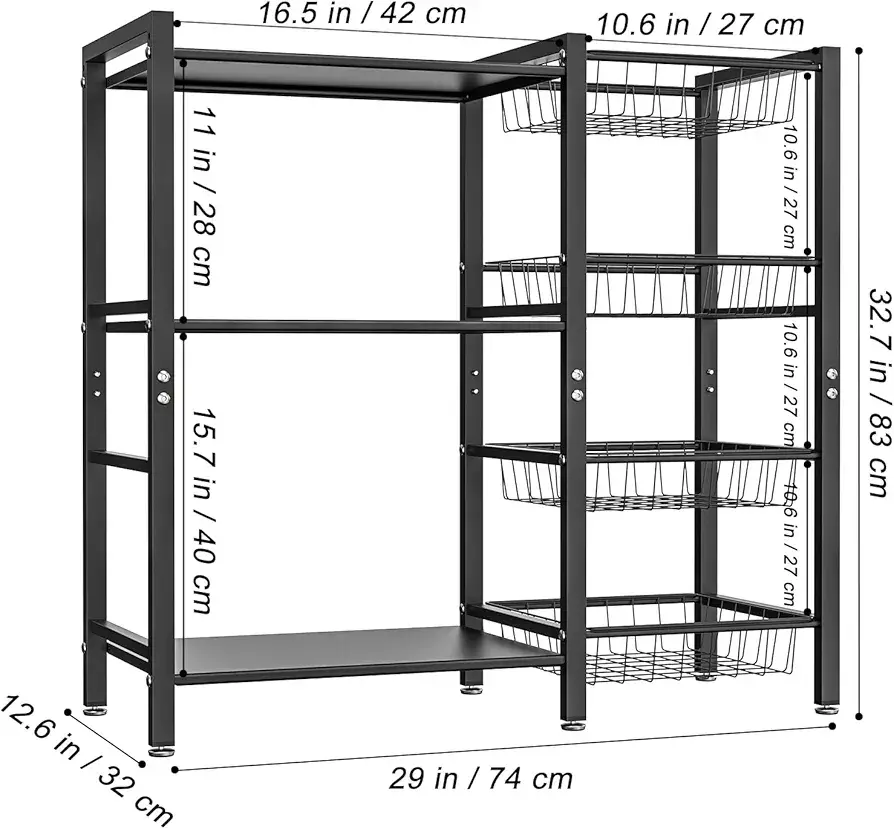 Picture of  Rack Kitchen Baker's Rack - Utility Microwave Oven Stand with Steel Mesh Baskets