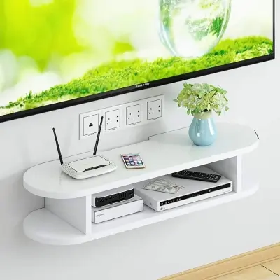 Picture of WiFi Router Storage Rack Wall Storage Rack Living Room TV Cabinet Wall Machine Rack Router Wall Rack Living Room Decoration Storage Rack (Color : Walnut, Size : 80 * 18 * 18cm)
