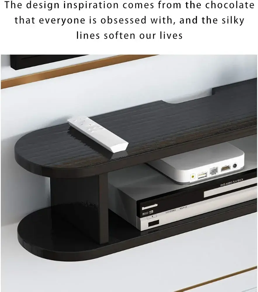 Picture of WiFi Router Storage Rack Wall Storage Rack Living Room TV Cabinet Wall Machine Rack Router Wall Rack Living Room Decoration Storage Rack (Color : Walnut, Size : 80 * 18 * 18cm)