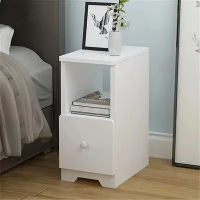 Picture of Bedside Table Simple Modern Mini Bedside Small Cabinet Bedroom Small Storage Locker Narrow Side Table (Color : White, Size : 45x20x32cm