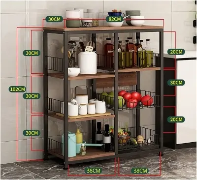 Picture of Kitchen Rack Floor Multi-Layer Household Oven Rack, Seasoning Supplies Storage Rack - Black