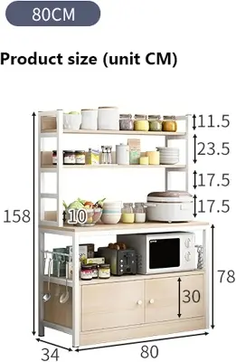 Picture of Kitchen Baker 4-Tier Shelf Microwave Oven Stand with Storage Kitchen Baker's Rack Standing Baker's Racks (Color : Walnut, Size : Free Size
