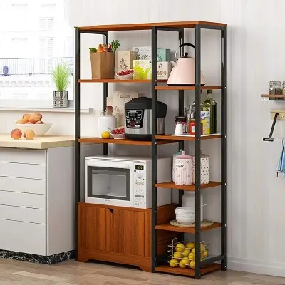 Picture of Kitchen Baker Kitchen Rack Utility Storage Shelf Microwave Stand with Cabinet and 5-Tier Shelves 3 Colors Standing Baker's Racks (Color : White, Size : 80x30x122cm)