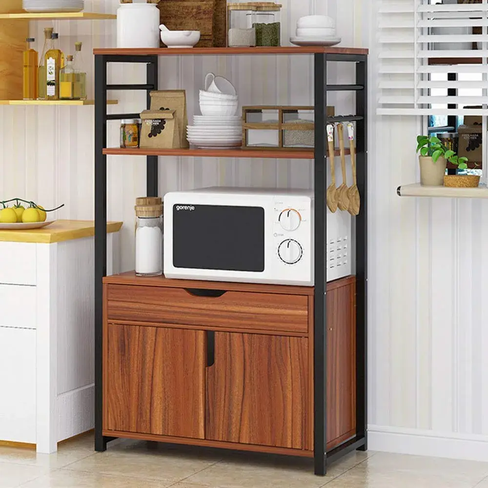 Picture of Kitchen Baker 3-Tier Shelf Microwave Oven Stand with Storage Kitchen Baker's Rack with Drawers Standing Baker's Racks (Color : Brown, Size : Free Size)