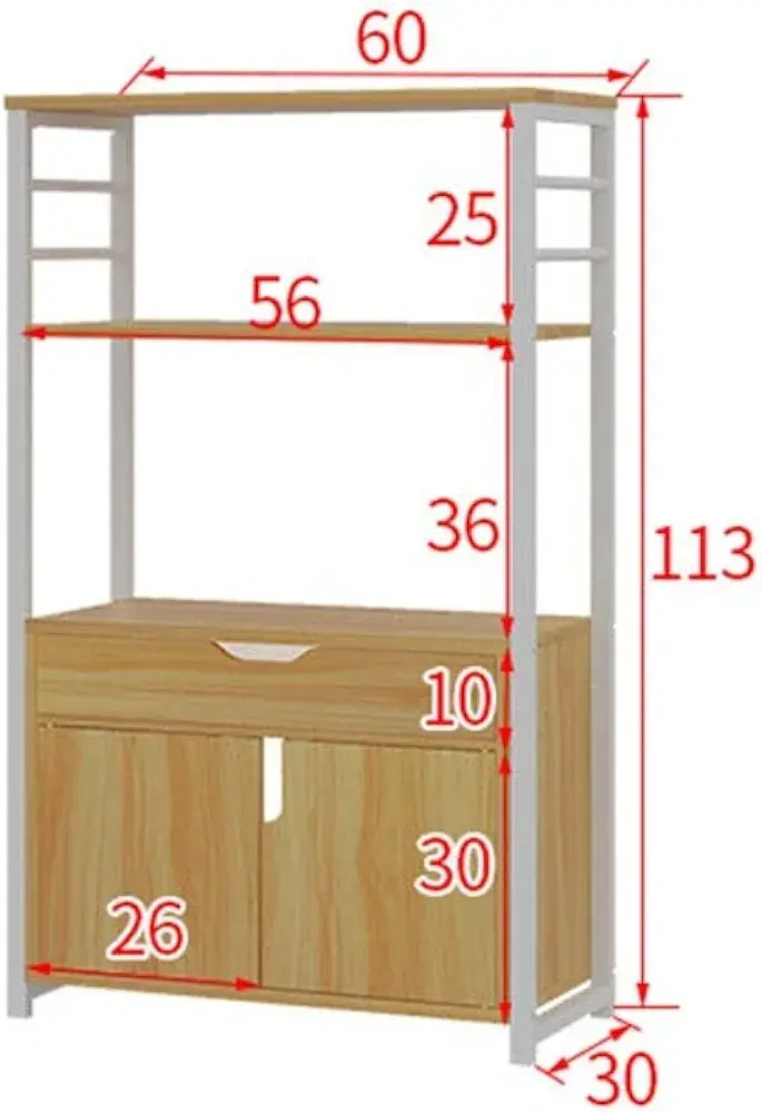 Picture of Kitchen Baker 3-Tier Shelf Microwave Oven Stand with Storage Kitchen Baker's Rack with Drawers Standing Baker's Racks (Color : Brown, Size : Free Size)