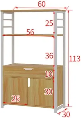 Picture of Kitchen Baker 3-Tier Shelf Microwave Oven Stand with Storage Kitchen Baker's Rack with Drawers Standing Baker's Racks (Color : Brown, Size : Free Size)
