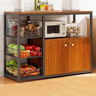 Picture of Floor Multi-Layer Storage Rack, Furniture Kitchen Bakers Rack Oven Multi-Function Cabinet Storage Cabinet Kitchen Rack (Size : 120X30X80CM)