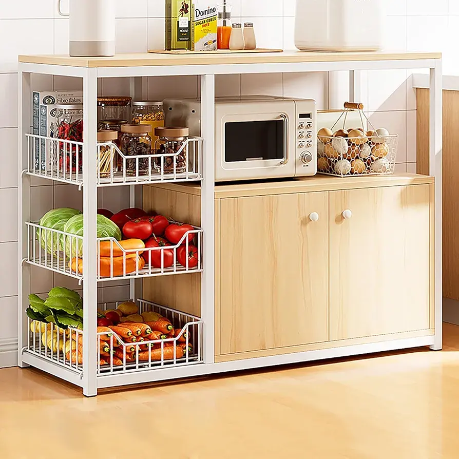 Picture of Floor Multi-Layer Storage Rack, Furniture Kitchen Bakers Rack Oven Multi-Function Cabinet Storage Cabinet Kitchen Rack (Size : 120X30X80CM)