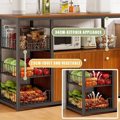 Picture of Floor Multi-Layer Storage Rack, Furniture Kitchen Bakers Rack Oven Multi-Function Cabinet Storage Cabinet Kitchen Rack (Size : 120X30X80CM)