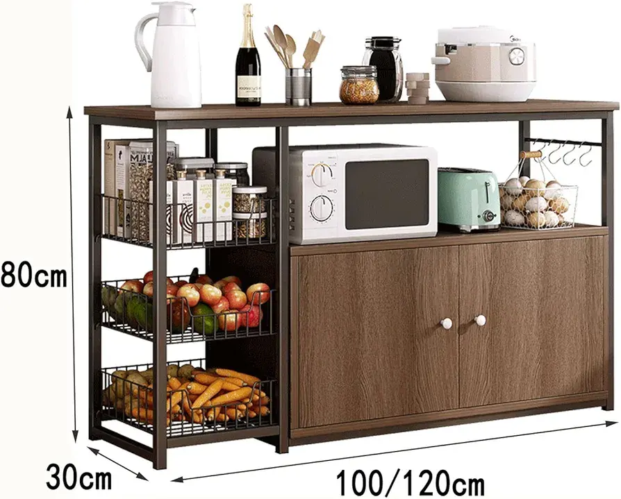 Picture of Floor Multi-Layer Storage Rack, Furniture Kitchen Bakers Rack Oven Multi-Function Cabinet Storage Cabinet Kitchen Rack (Size : 120X30X80CM)