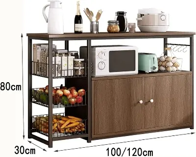 Picture of Floor Multi-Layer Storage Rack, Furniture Kitchen Bakers Rack Oven Multi-Function Cabinet Storage Cabinet Kitchen Rack (Size : 120X30X80CM)