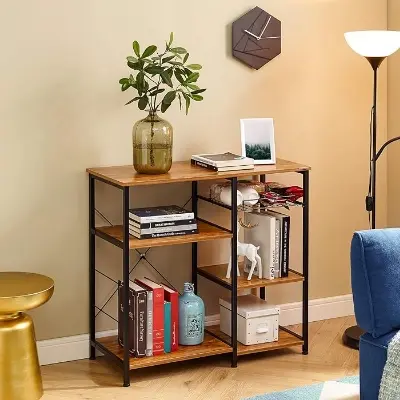 Picture of Kitchen Baker's Rack Vintage Utility Storage Shelf Microwave Stand 3-Tier+3-Tier Table for Spice Rack Organizer Workstation - Black