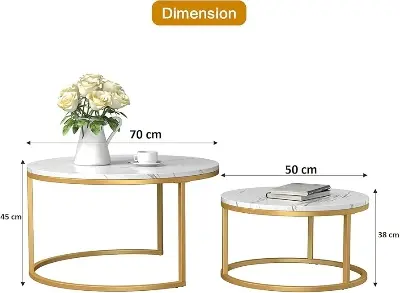 Picture of Table for Living Room Coffee Table Tea Table for Reception Office Bungalow Marble Pattern Engineered Wood - Gold