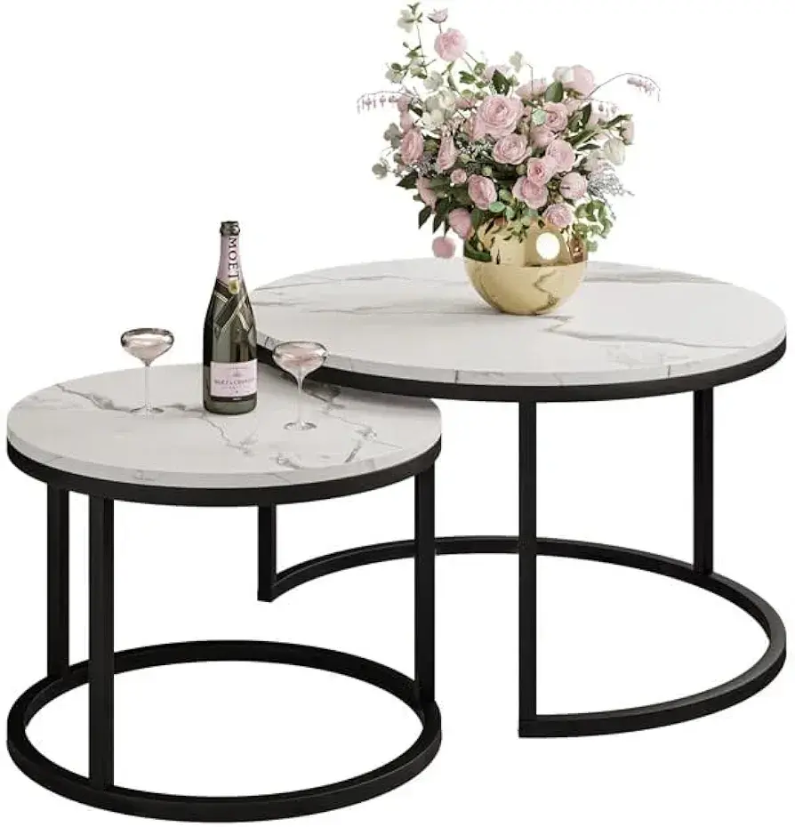 Picture of Table for Living Room Coffee Table Tea Table for Reception Office Bungalow Marble Pattern Engineered Wood - Gold