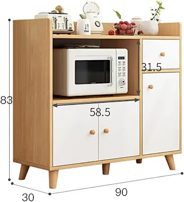 Picture of Modern Wood Buffet Sideboard, Utility Kitchen Storage Cabinet with Open Storage, Entryway Serving Storage Cabinet Doors-Dining Room Console