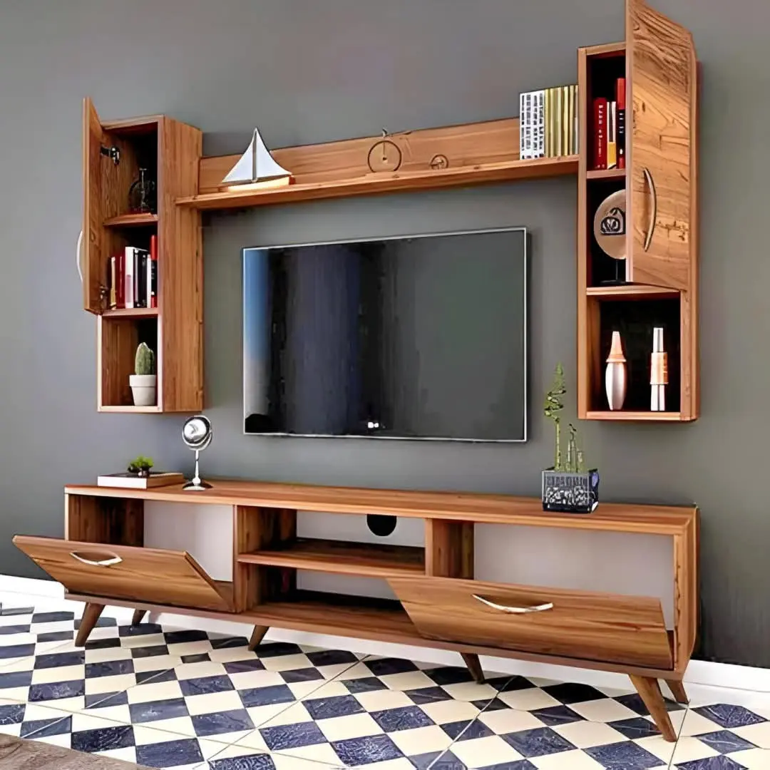 Picture of Modern Entertainment Center for Media Cable Box Telescopic TV Cabinet Minimalist Entertainment Center Board TV Stand with Storage Cabinet TV Console for Living Room Bedroom