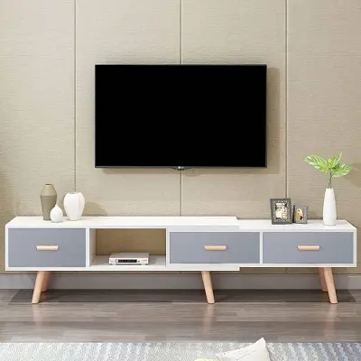 Picture of Modern Entertainment Center for Media Cable Box Telescopic TV Cabinet Minimalist Entertainment Center Board TV Stand with Storage Cabinet TV Console for Living Room Bedroom