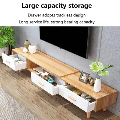 Picture of Modern Entertainment Center for Media Cable Box Telescopic TV Cabinet Minimalist Entertainment Center Board TV Stand with Storage Cabinet TV Console for Living Room Bedroom