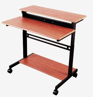Picture of Stand Up Desk Store Rolling Adjustable Height Two Tier Standing Desk Computer Workstation  - Black