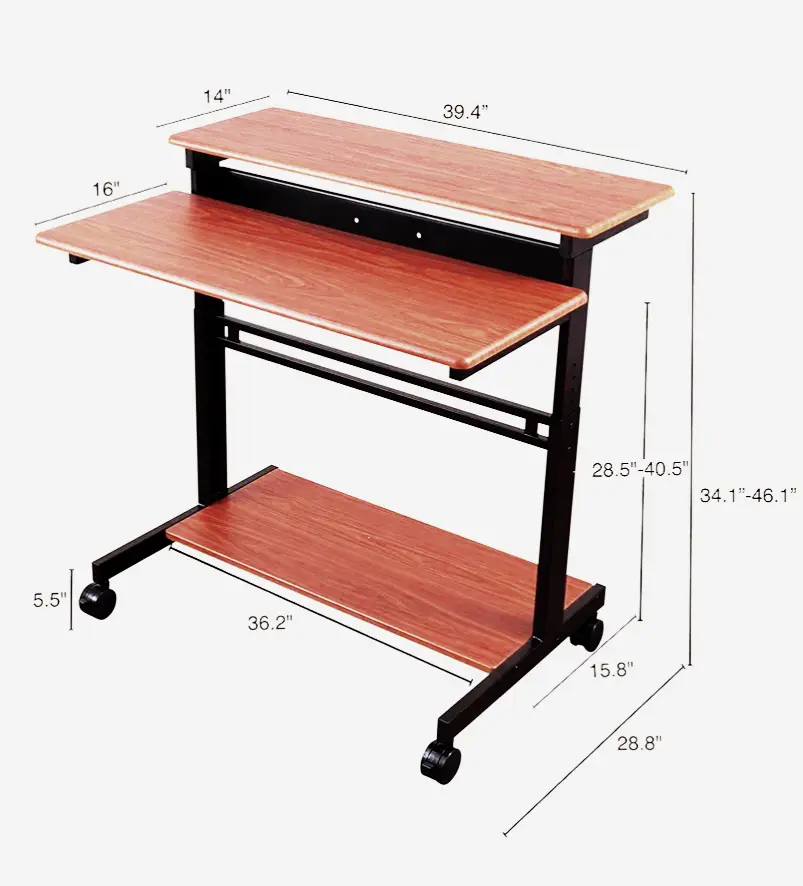 Picture of Stand Up Desk Store Rolling Adjustable Height Two Tier Standing Desk Computer Workstation  - Black