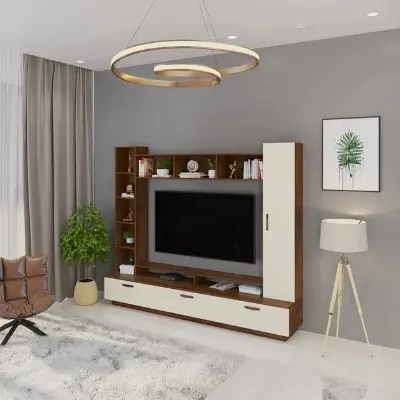 Picture of MACWUD Carlo Engineered Board TV Entertainment Unit Set Top Box Stand | TV Cabinet for Living Room with Wall Shelf Display Rack, Wall Mounted TV Unit - Ideal for Upto Size 55
