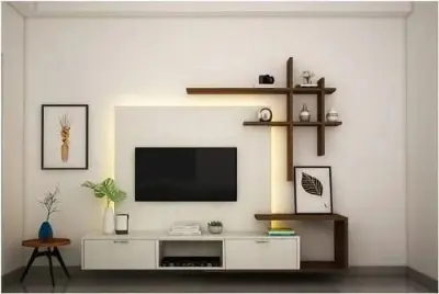 Picture of MACWUD Carlo Engineered Board TV Entertainment Unit Set Top Box Stand | TV Cabinet for Living Room with Wall Shelf Display Rack, Wall Mounted TV Unit - Ideal for Upto Size 55