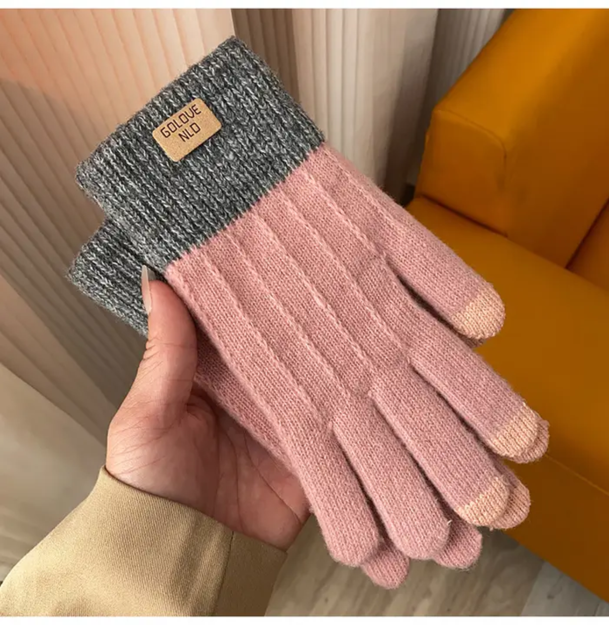 Picture of Winter Warm Touch Screen Half Fingerless Knitted Acrylic Gloves For Men And Women