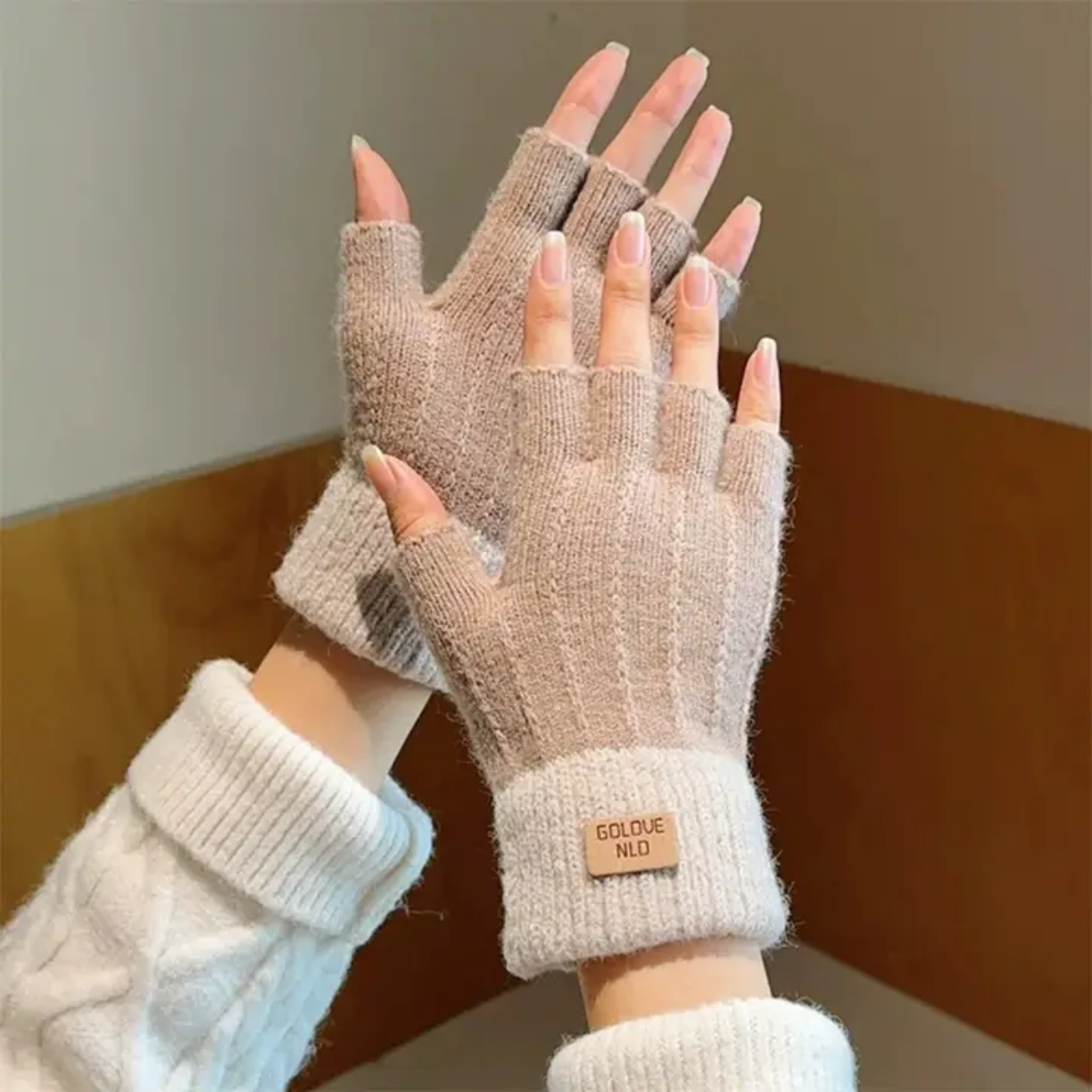 Picture of Winter Warm Touch Screen Half Fingerless Knitted Acrylic Gloves For Men And Women