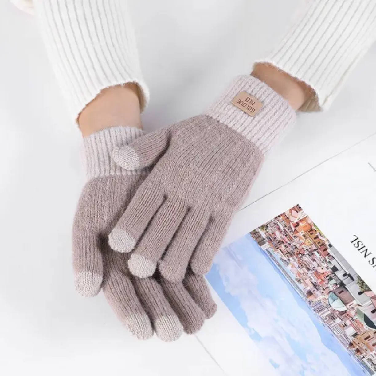 Picture of Winter Warm Touch Screen Half Fingerless Knitted Acrylic Gloves For Men And Women